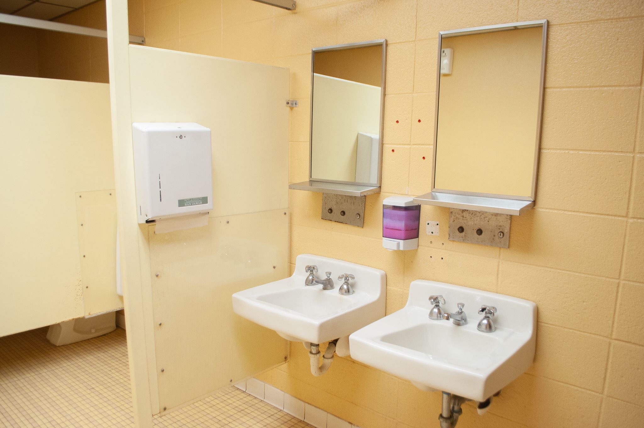 Outdated Bathrooms Non ADA Compliant Public Library 2024